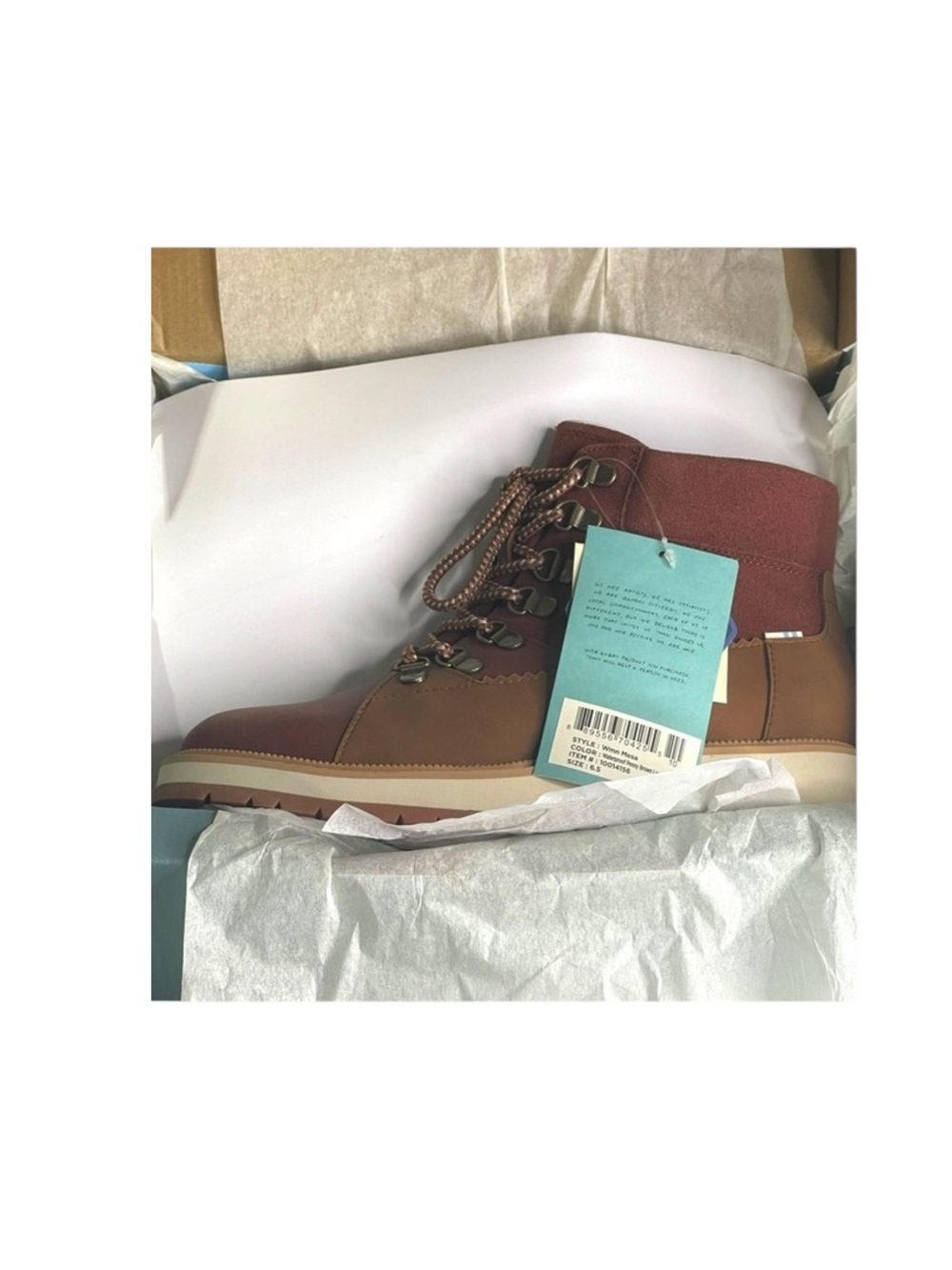 new Toms ☀︎︎ Mesa Waterproof Leather Bootie ☀︎︎ Hiking Boot ☀︎︎ Penny Brown ☀︎ - Picture 13 of 16
